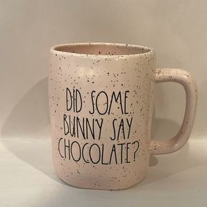 PINK speckled Rae Dunn DID SOMEBUNNY SAY CHOCOLATE? Easter mug 🐰